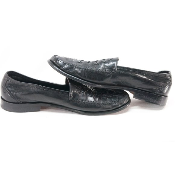 Alfani Mens black Italian woven loafers sz 11.5